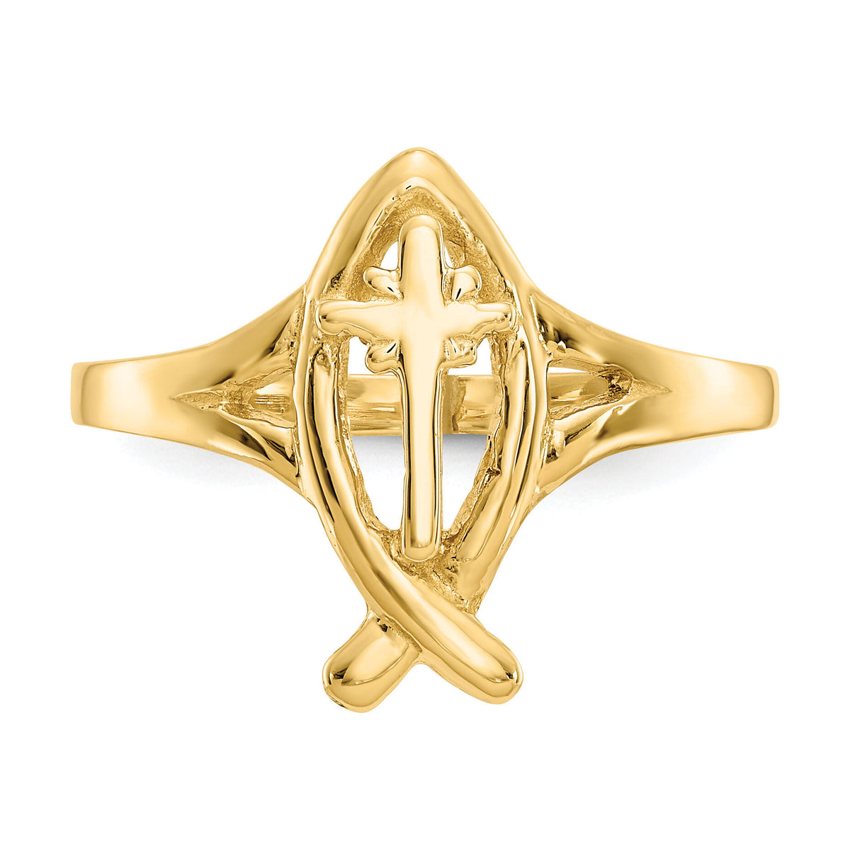 14k Ichthus w/Cross Ring-K3947