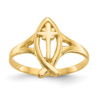 14k Ichthus w/Cross Ring-K3947