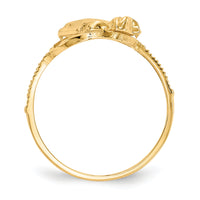 14K Two-tone Diamond Cut Praying Hands Cross Ring-K3965