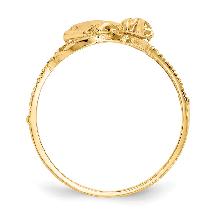 14K Two-tone Diamond Cut Praying Hands Cross Ring-K3965