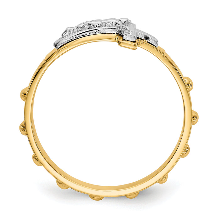 14K Two-tone Crucifix Rosary Ring-K3967