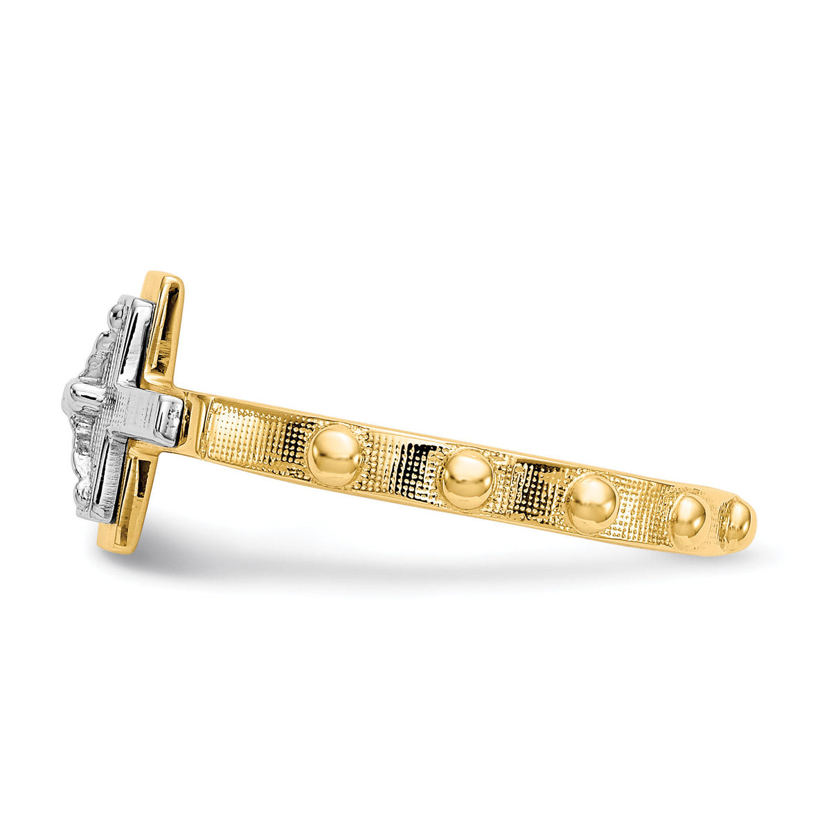 14K Two-tone Crucifix Rosary Ring-K3967