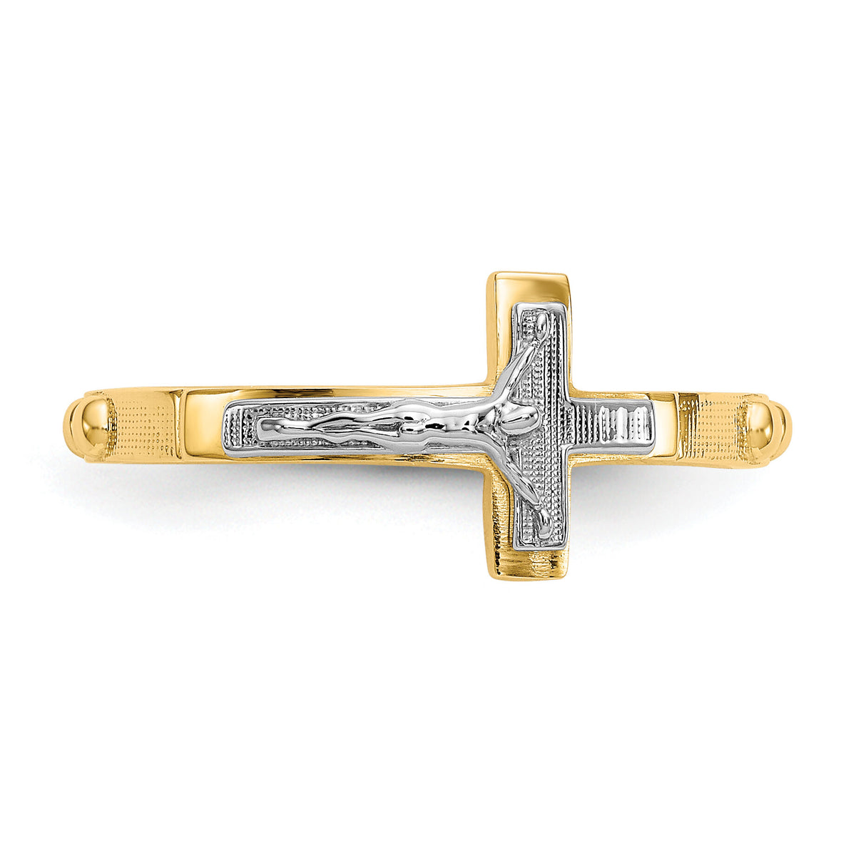 14K Two-tone Crucifix Rosary Ring-K3967
