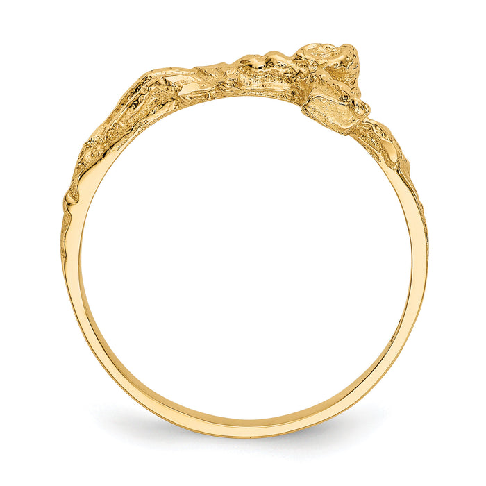 14K Diamond-cut Crucifix Ring-K3968