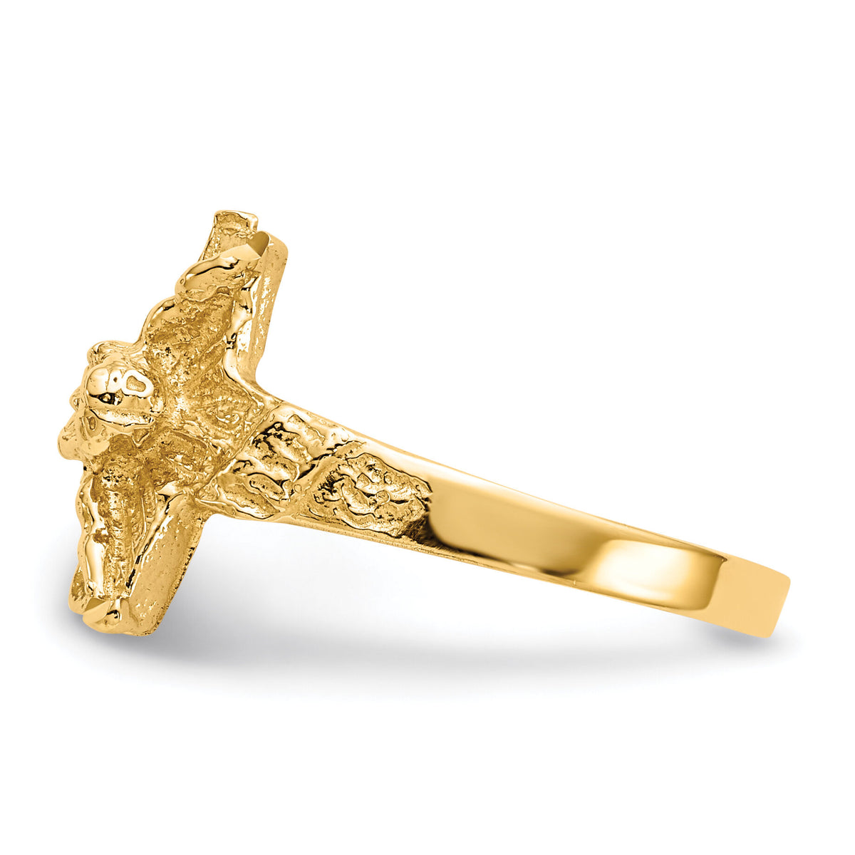 14K Diamond-cut Crucifix Ring-K3968