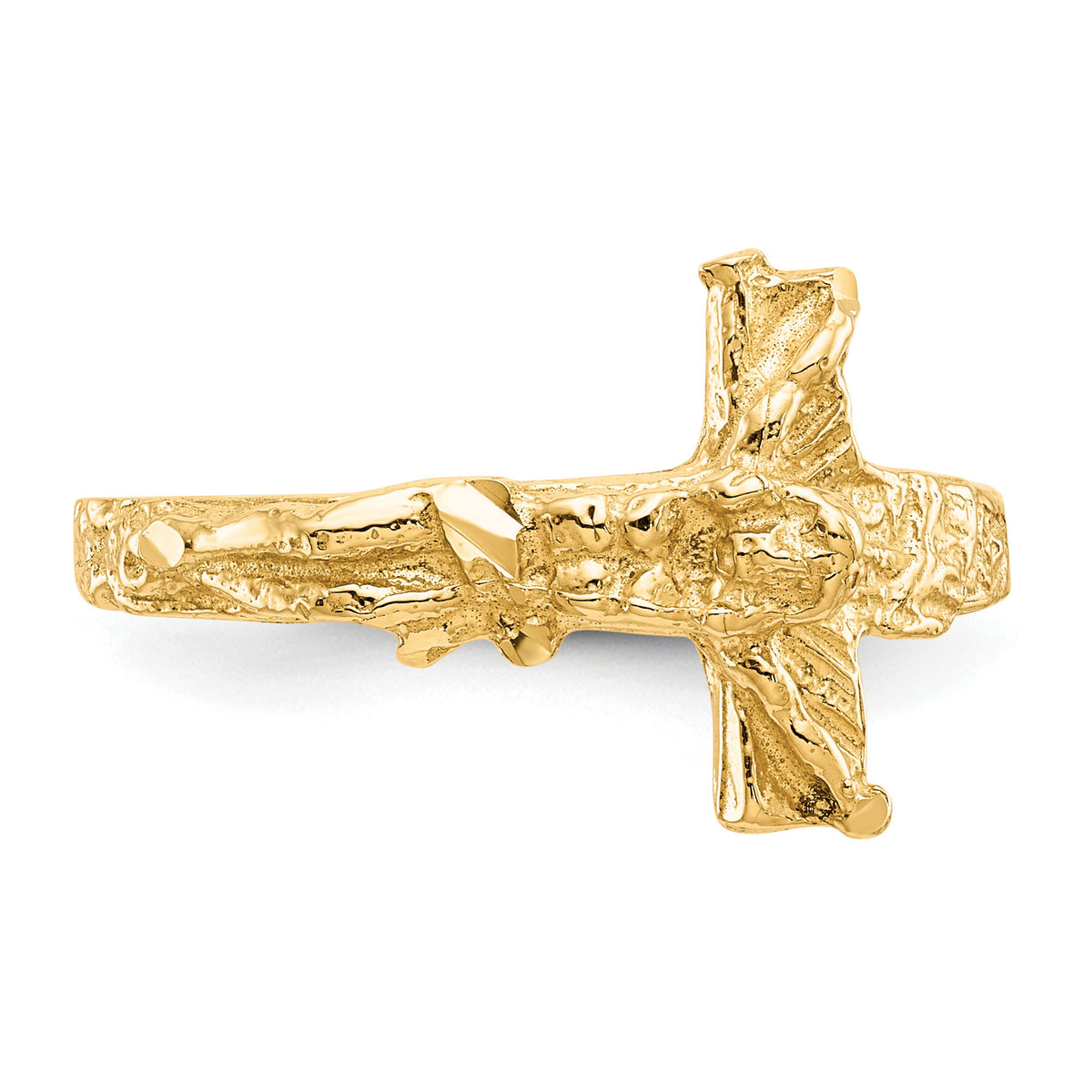 14K Diamond-cut Crucifix Ring-K3968