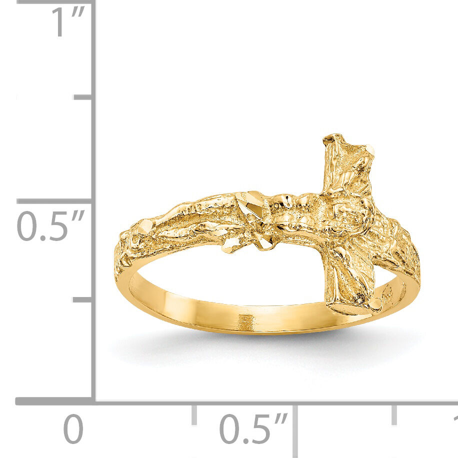 14K Diamond-cut Crucifix Ring-K3968