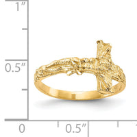 14K Diamond-cut Crucifix Ring-K3968