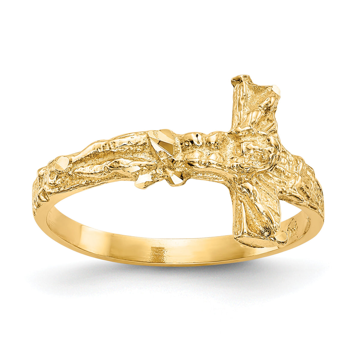 14K Diamond-cut Crucifix Ring-K3968