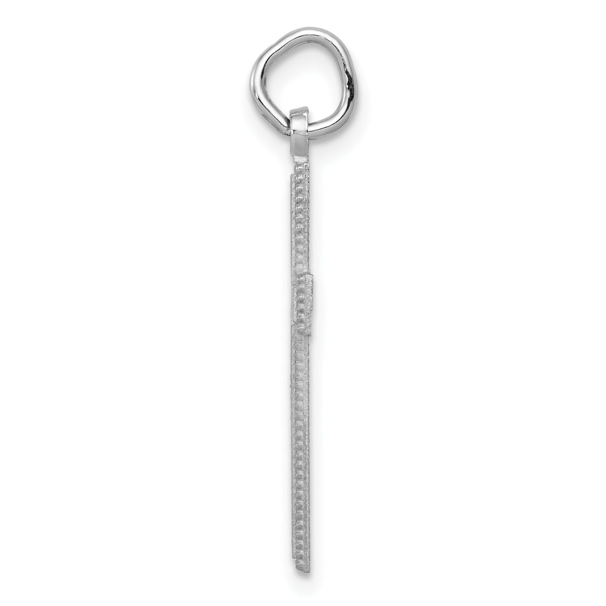 14k White Gold Diamond-cut Cross Pendant-K397