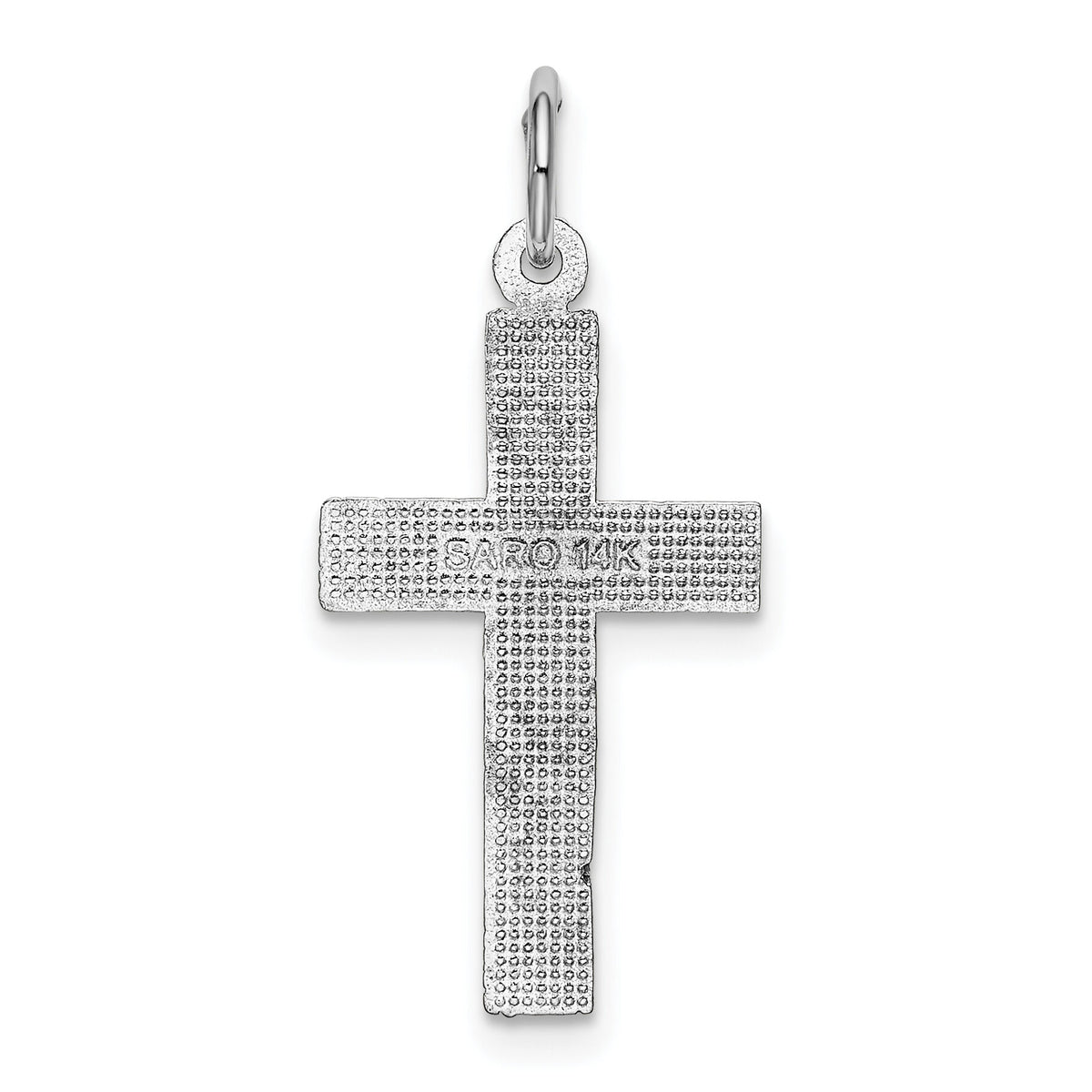 14k White Gold Diamond-cut Cross Pendant-K397