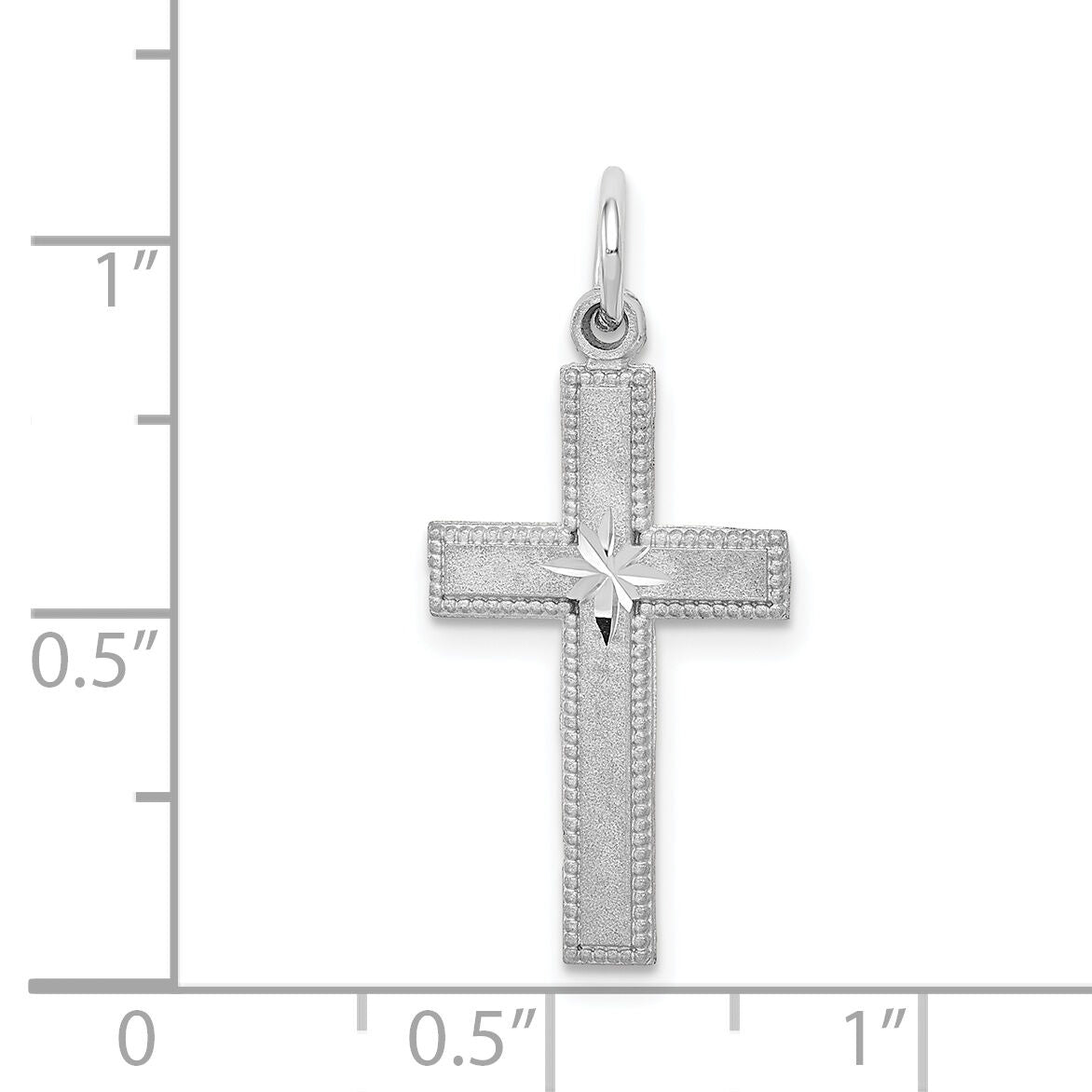 14k White Gold Diamond-cut Cross Pendant-K397