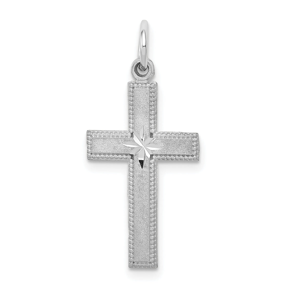14k White Gold Diamond-cut Cross Pendant-K397