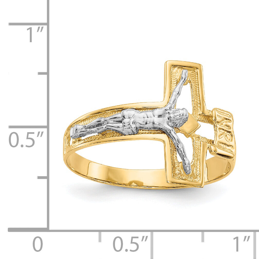 14K Two-tone Crucifix Men's Ring-K3971