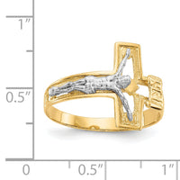 14K Two-tone Crucifix Men's Ring-K3971