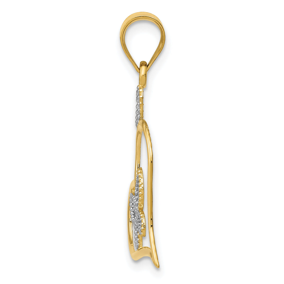 14k and White Rhodium Butterfly in Heart Pendant-K3979