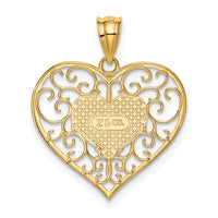 14K Polished Filigree Heart Pendant-K3982