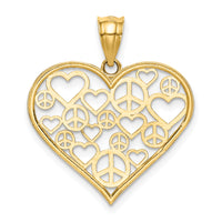 14K Polished Hearts and Peace Signs in Heart Pendant-K3991