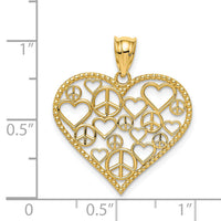 14K Polished Hearts and Peace Signs in Heart Pendant-K3991