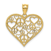 14K Polished Hearts and Peace Signs in Heart Pendant-K3991
