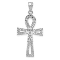 14k White Gold Ankh Cross Pendant-K400
