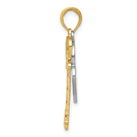 14K w/White Rhodium Moveable Filigree Heart Key and Lock Charm-K4034