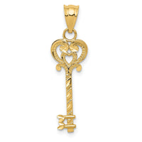14k Diamond-cut Key Pendant-K4036