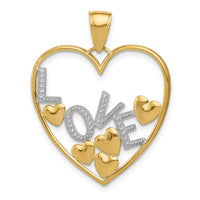14K w/Rhodium LOVE and Floating Hearts Pendant-K4049