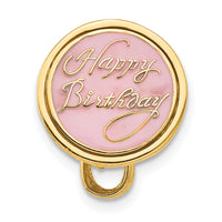 14K 3-D Aqua Blue Enameled HAPPY BIRTHDAY Cake Pendant-K4057