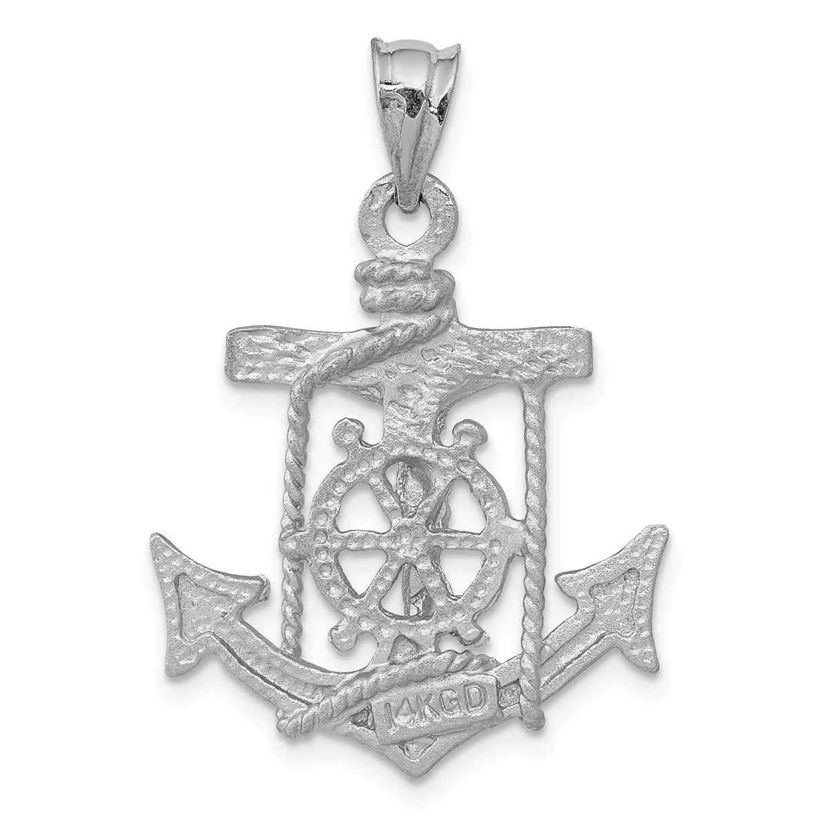 14k White Gold Mariners Crucifix Pendant-K408