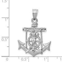 14k White Gold Mariners Crucifix Pendant-K408