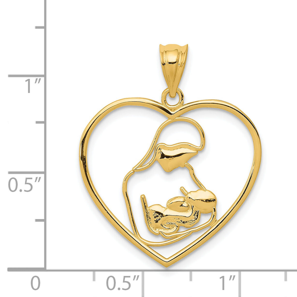 14k Mother and Child in Heart Pendant-K4088