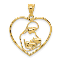 14k Mother and Child in Heart Pendant-K4088