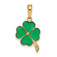 14K 4-Leaf Clover Enameled Pendant-K4098