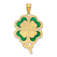 14K 4-Leaf Clover Pendant with Enameled Tips Pendant-K4099