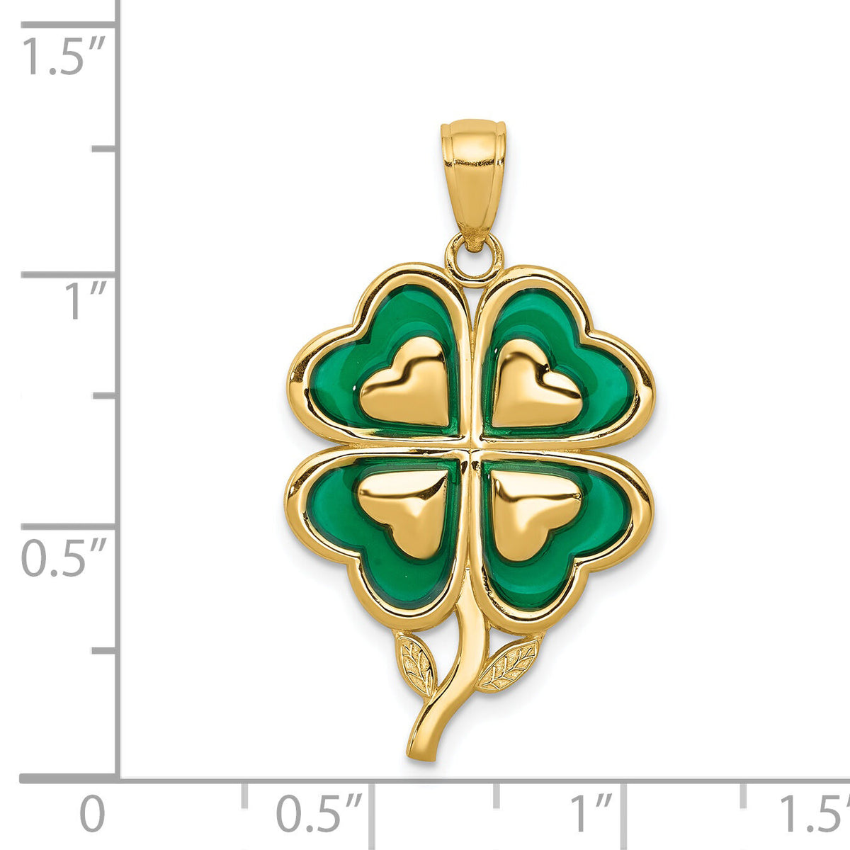 14K 4-Leaf Clover Pendant with Enameled Tips Pendant-K4099