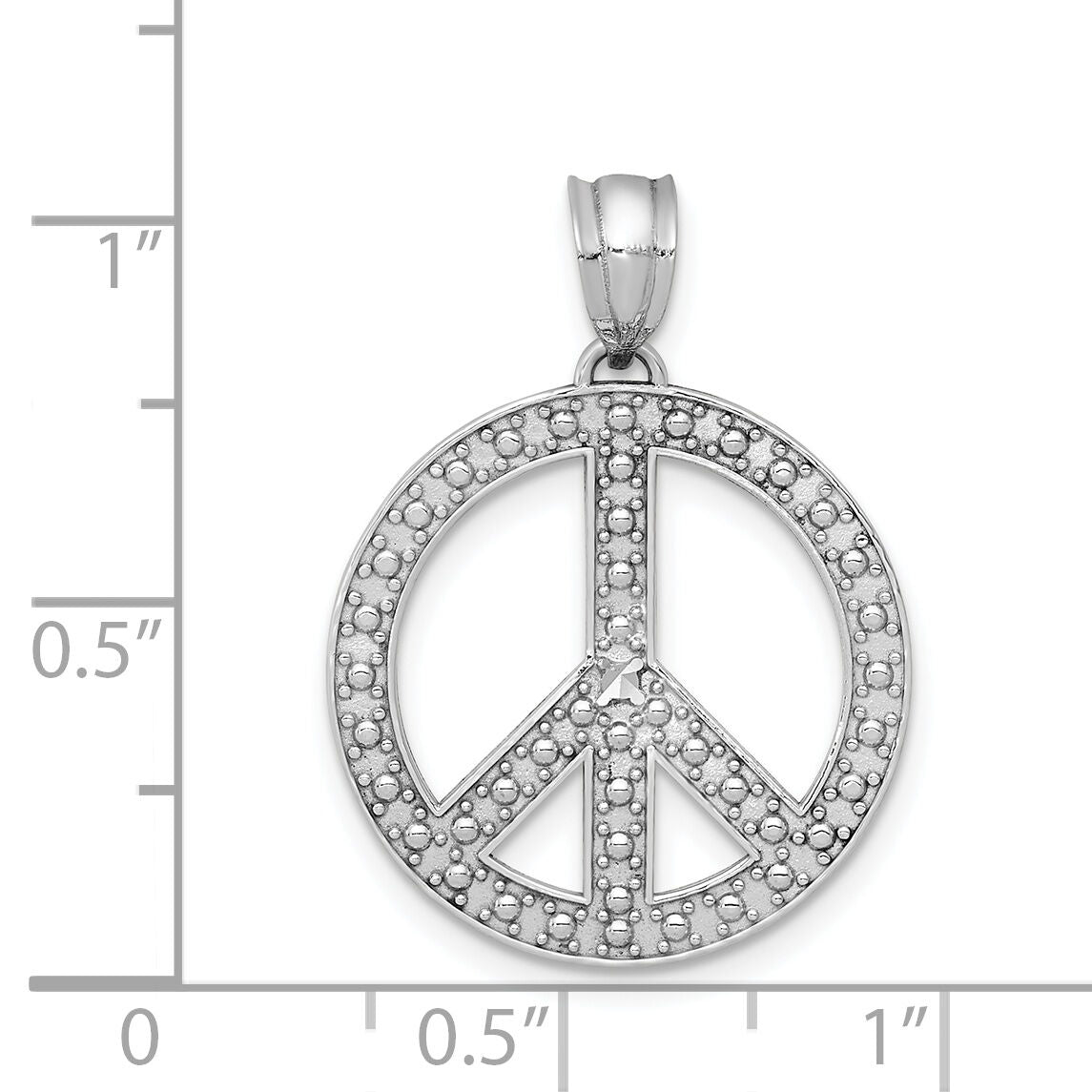 14k White Peace Symbol Pendant-K4106