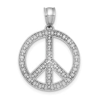 14k White Peace Symbol Pendant-K4106