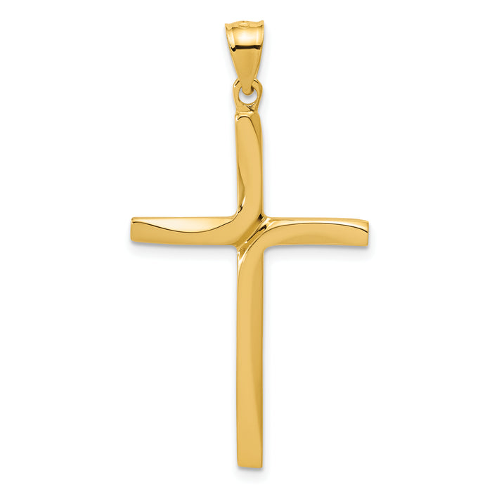 14k Polished Cross Pendant-K411