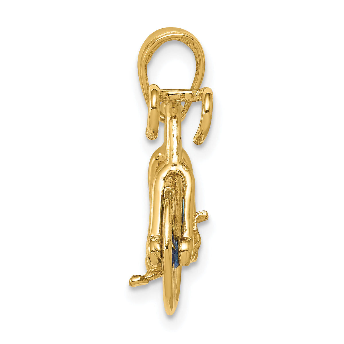 14K 3-D Blue Enameled Moveable Bicycle Pendant-K4143