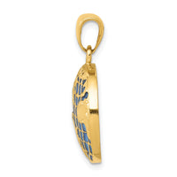 14K Blue Enameled Globe Pendant-K4144