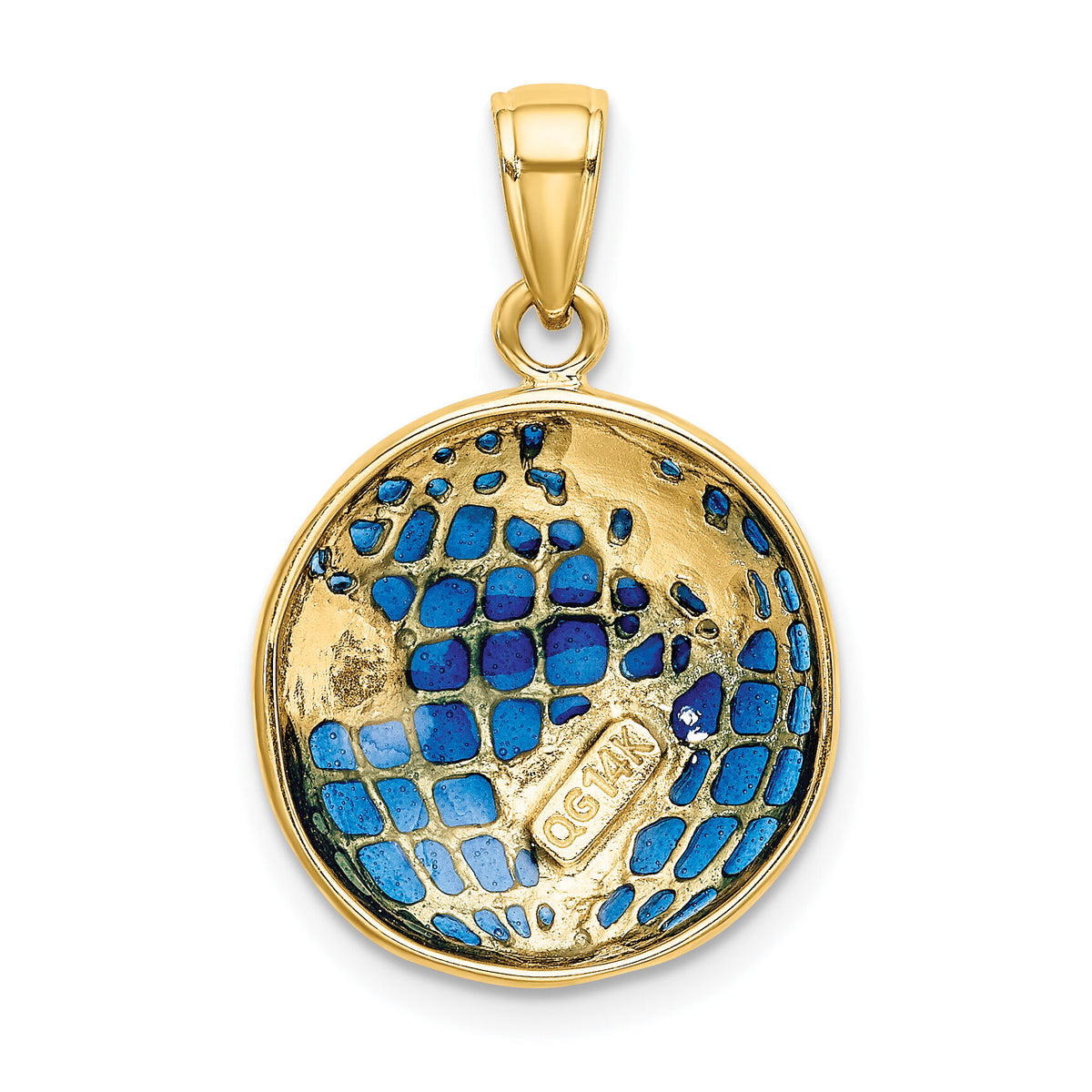14K Blue Enameled Globe Pendant-K4144