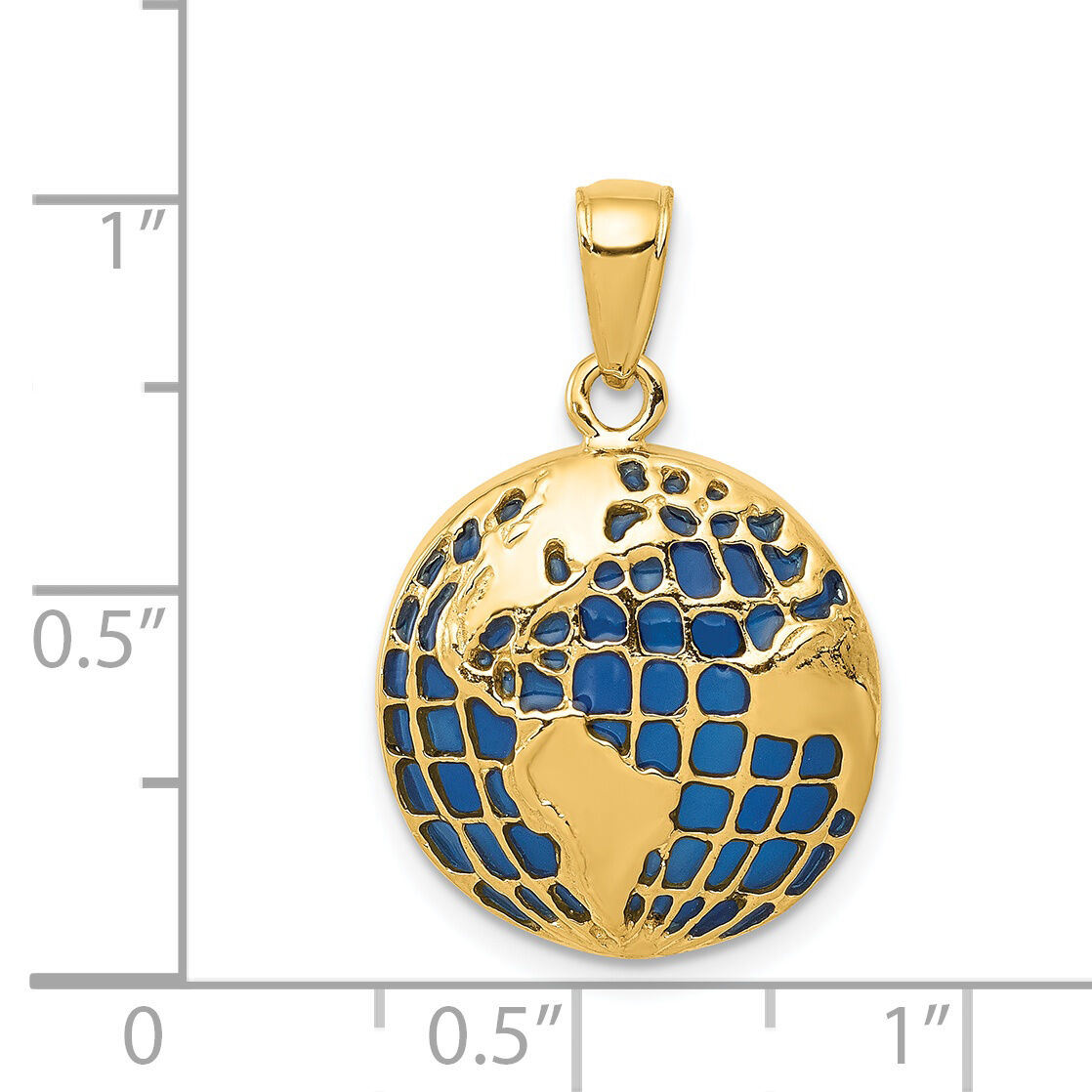 14K Blue Enameled Globe Pendant-K4144