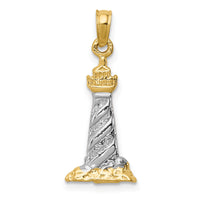14Kw/Rhodium 3D St. Augustine Lighthouse Pendant-K4146