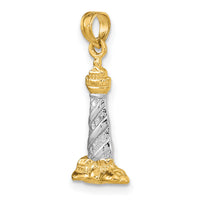 14Kw/Rhodium 3D St. Augustine Lighthouse Pendant-K4146