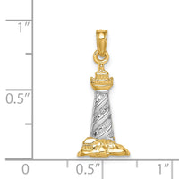 14Kw/Rhodium 3D St. Augustine Lighthouse Pendant-K4146