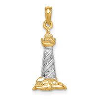 14Kw/Rhodium 3D St. Augustine Lighthouse Pendant-K4146