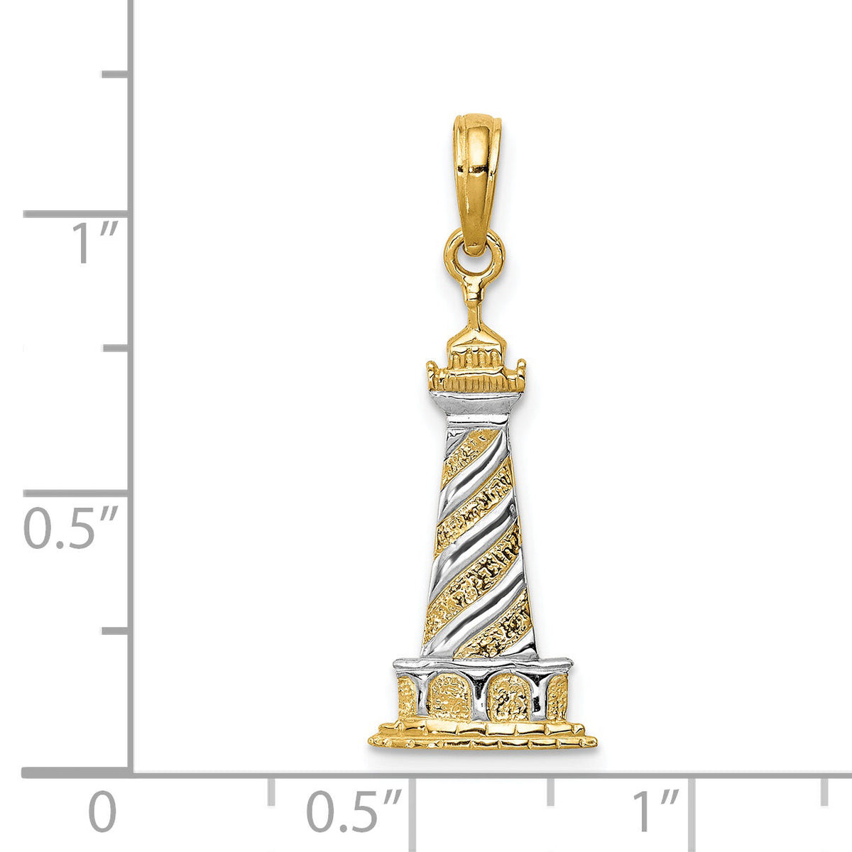 14K and Rhodium Cape Hatteras Lighthouse Pendant-K4147