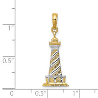 14K and Rhodium Cape Hatteras Lighthouse Pendant-K4147