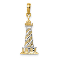 14K and Rhodium Cape Hatteras Lighthouse Pendant-K4147